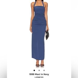 Lioness (from revolve) slate blue/grey maxi halter dress